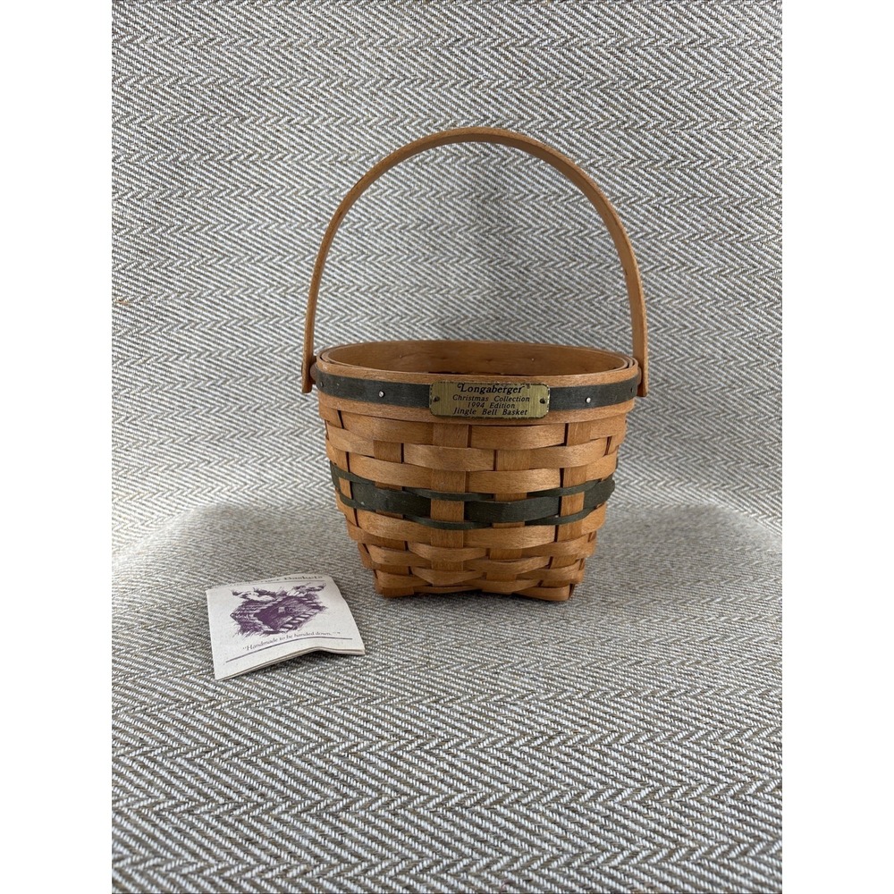 Longaberger Jingle Bell Green Christmas Basket 1994